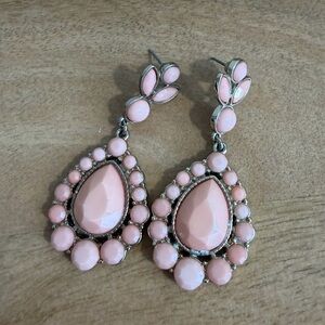 Elegant Pink Teardrop Statement Earrings